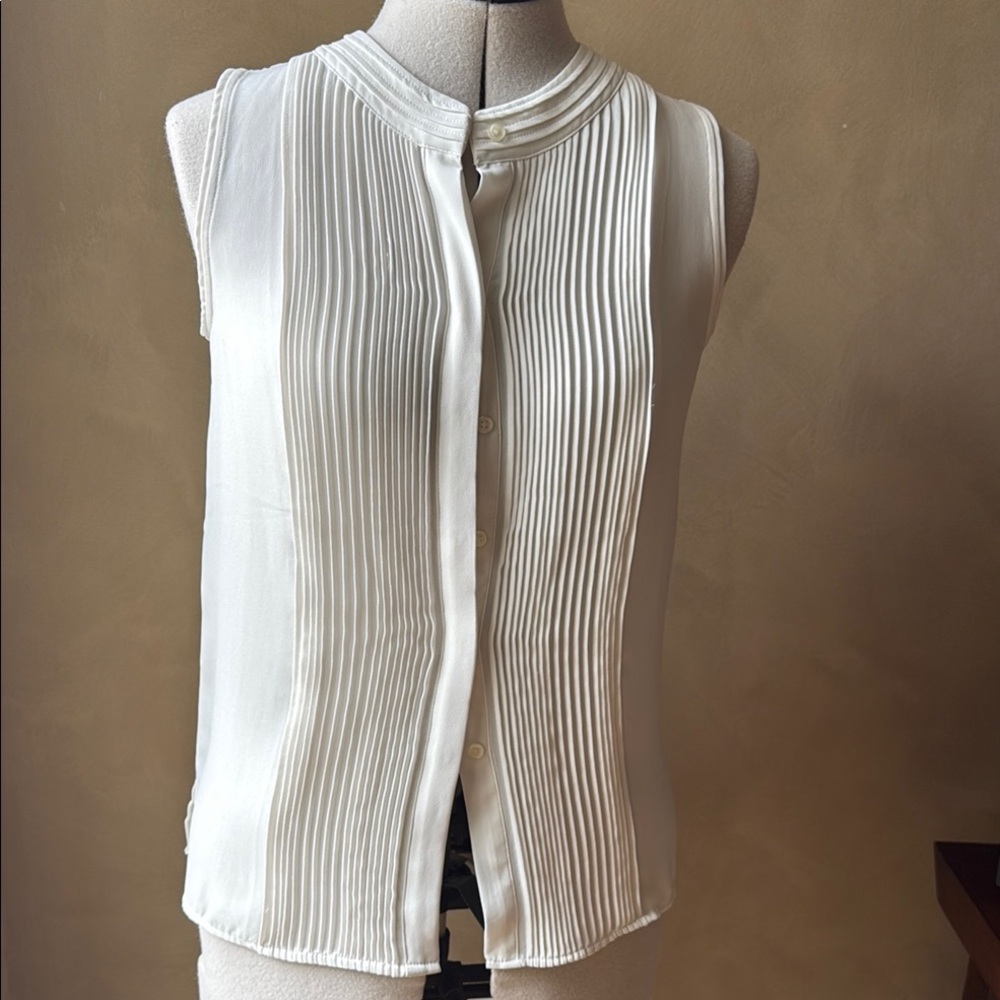 Ann Taylor Cream Sleeveless Blouse